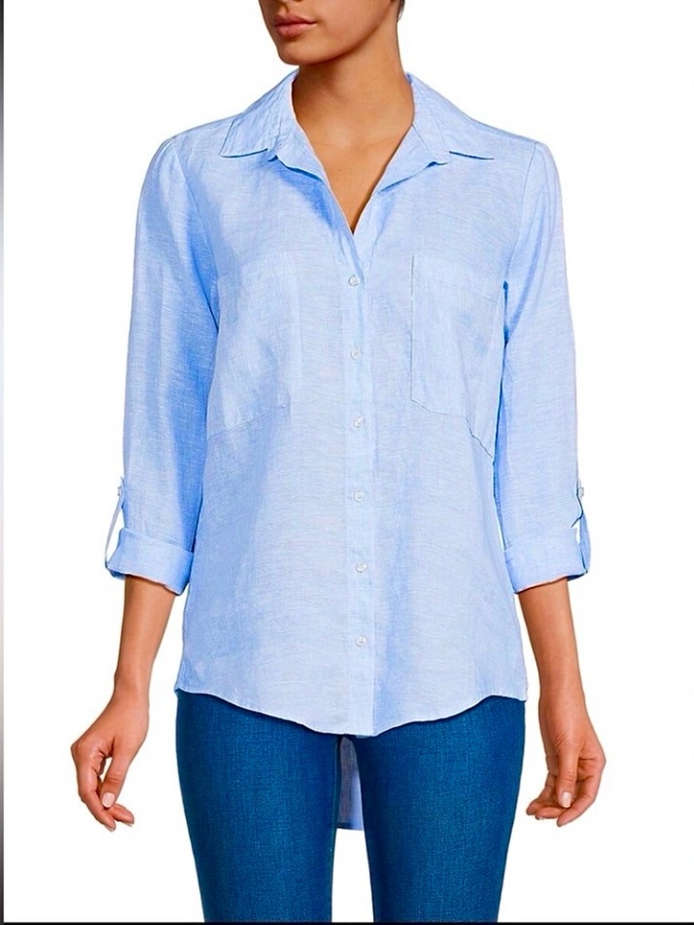 Saks Fifth Avenue Women's 100% Linen Roll-Tab Button Down Shirt